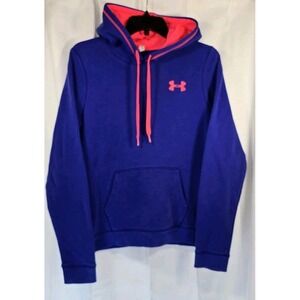 Under‎ Armour Hooded Sweatshirt Men's  Small Blue Hot Neon Pink Loose Pullover
